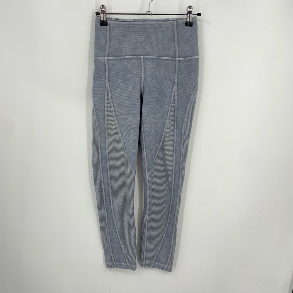 Lululemon Wunder Under Crop Ribbed Snow Washed Women's Size 4 Leggings